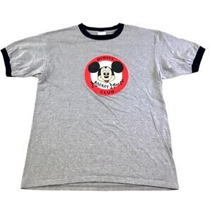 Disney Mickey Mouse Club Ringer Tee gray T-Shirt Size Large